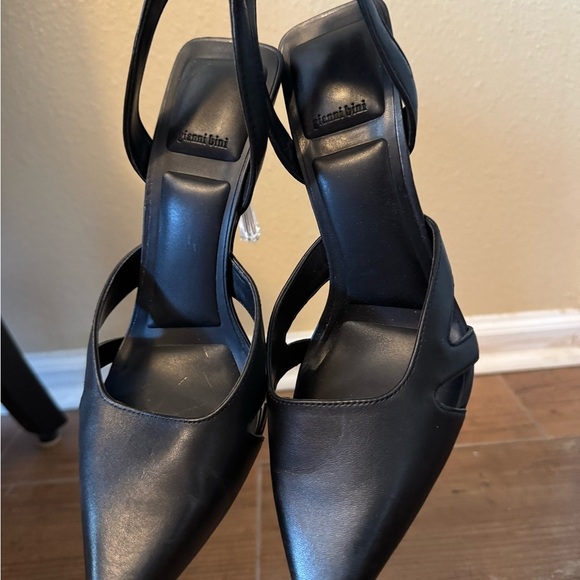 Gianni Bini Black Slingback Heels with Clear Stiletto - Picture 7 of 8